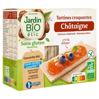 JARDIN BIO / TARTINES CHATAIGNE SANS GLUTEN BIO* / ETUI DE 150G
