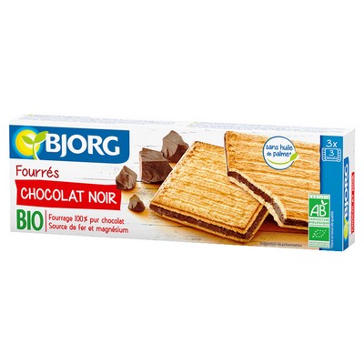 ORG. CHOCO. FILLED COOKIE 225G BJORG