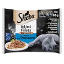 SHEBA Mini Filets Sachets fraîcheur en sauce aux poissons pour chat 4x85g