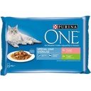 PURINA ONE SChat Stérilisé : au Saumon et à la Dinde - 4x85 g - Sachets fraîcheur pour chats adultes