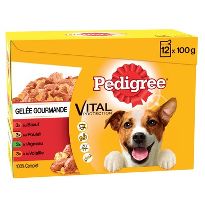 PEDIGREE Sachets fraîcheur en gelée 4 variétés pour chien 12x100g