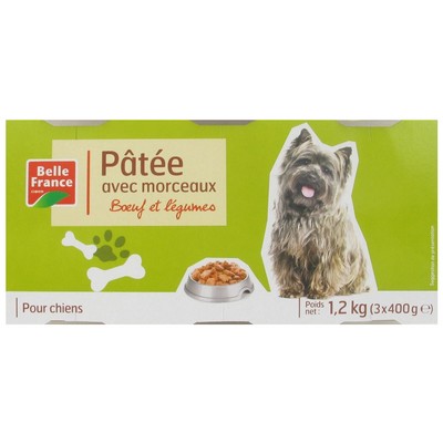 Dog Chunks Pâté with Meats & Vegetables Belle France 3x400g