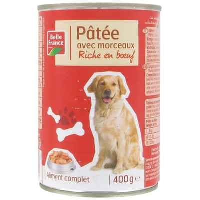 Belle France Chunky Dog Food Rich in Beef 400g Can