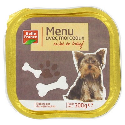 MENU CHIEN RICHE EN BOEUF BF BARQUETTE 300 G