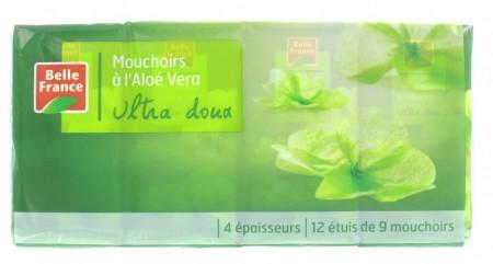 Mouchoirs étuis blancs Aloé Vera 12 x 9 4 épaisseurs Belle France