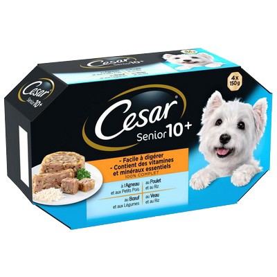CESAR Delicate Jelly Trays 4 Varieties for Senior Dogs 4x150g