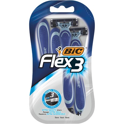 BIC Flex3 Disposable Razors for Men - Pack of 4