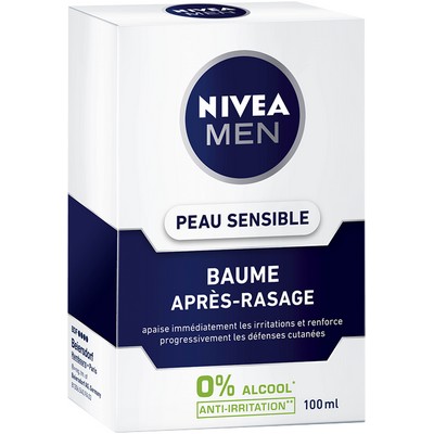 Baume Après-rasage Homme Peau Sensible 0% alcool NIVEA MEN le flacon de 100ml