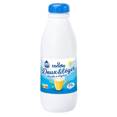 Lait sans Lactose - Lait à 1% de matière grasse stérilisé U.H.T sans lactose (<0,1%) - Le lait sans lactose - Candia - bouteille 1L