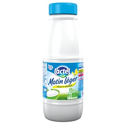 Organic Lactose-Free Milk 1.2% Fat Matin Léger LACTEL UHT Bottle 50cl