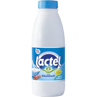 lait  demi-écrémé Vitamine D LACTEL UHT bouteille 1L