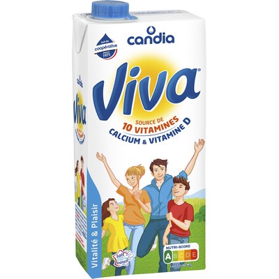 Lait Vitaminé - source de 10 vitamines calcium et vitamine D - Viva - Candia - brique 1L