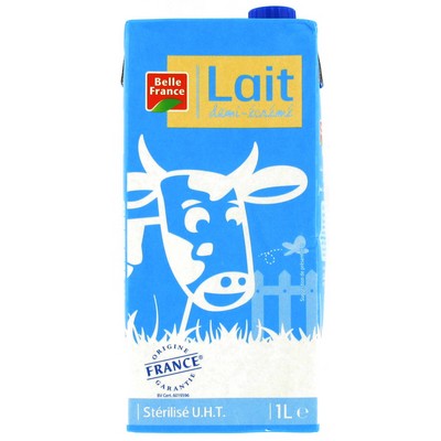 LAIT 1/2 ECREME STERILISE UHT BF BRIQUE 1 L