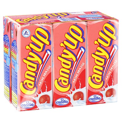 Strawberry Flavored UHT Sterilized Milk Drink, Enriched with Vitamin D - Candy'Up - Candia - Pack of 6 x 20cl Cartons