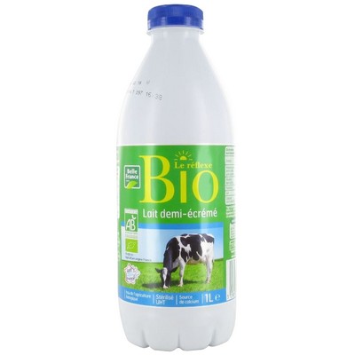 LAIT 1/2 ECREME STERILISE UHT BIO BF BOUTEILLE 1 L