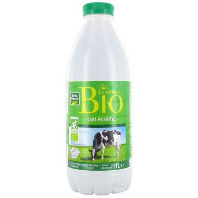 Belle France Organic Skimmed UHT Milk Bottle 1L