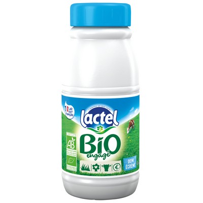 lait BIO demi-écrémé  LACTEL UHT bouteille 25CL