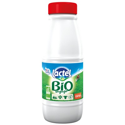 lait BIO entier  LACTEL UHT bouteille 50CL