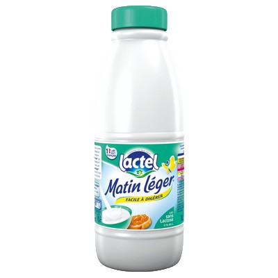 lait  sans lactose écrémé Matin Léger LACTEL UHT bouteille 1L