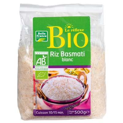 Organic Long Grain White Basmati Rice Belle France 500g