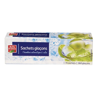 15 Transparent Ice Cube Bags (24 Cubes Each) – Self-Sealing Valve