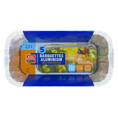 Stackable Deep Aluminium Trays 1.5L x5