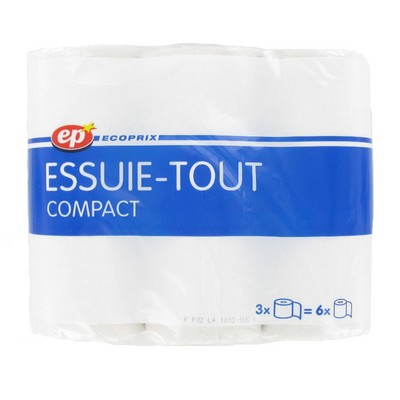 Compact Paper Towels x3 = 6 Rolls, Film Wrapped