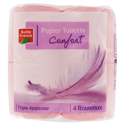 Papier toilette confort blanc triple épaisseur Belle France par 4