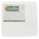 100 Serviettes en ouate 33x33cm 2plis Blanc