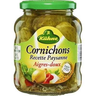 Kühne Cornichons aigres-doux recette paysanne 185g
