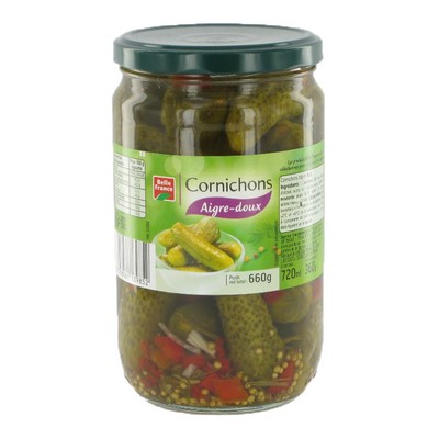 Sweet and Sour Gherkins BF Jar 660g - 72cl
