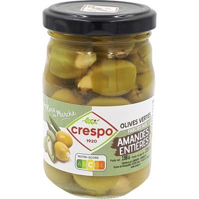JAR 120 ALMOND FILLED OLIVES  CRESPO