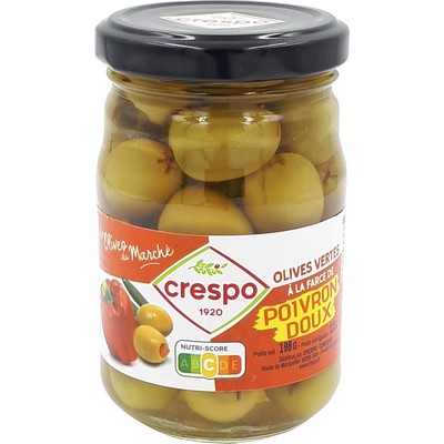 JAR 120 SWEET PEPPER FILLED OLIVES CRESPO