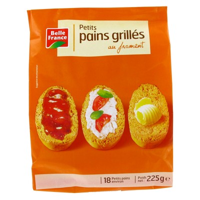 Wheat Toasted Rolls x18 Belle France 225g