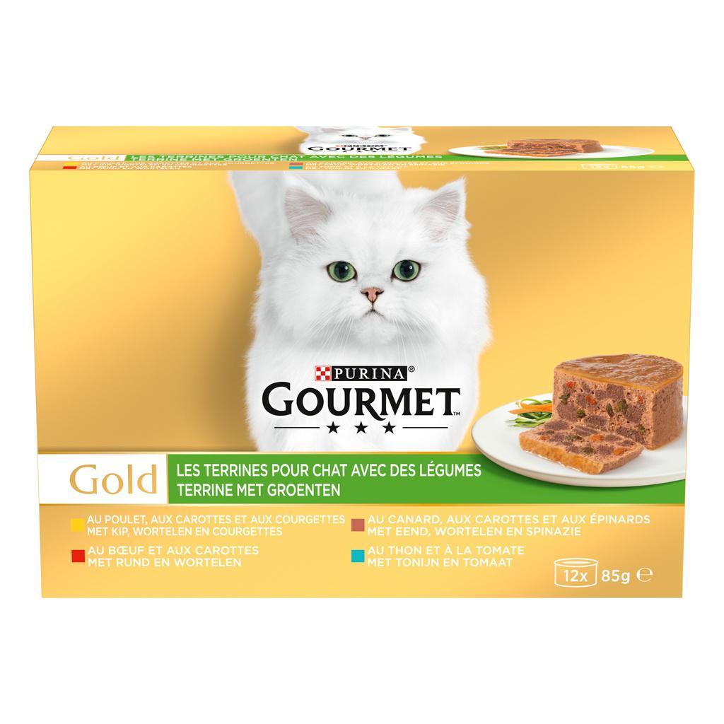 GOURMET GOLD Les Terrines aux Légumes - 12 x 85 g - Boîtes pour chat adulte