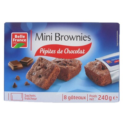 Mini Brownie Chocolate Chips x8 Belle France Box 240g