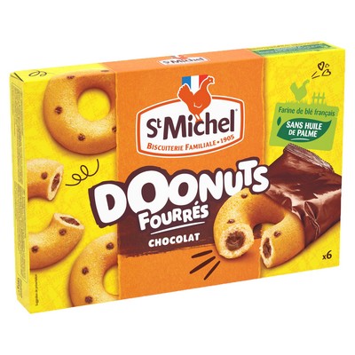 ST MICHEL - GÂTEAUX DOONUTS FOURRES CHOCOLAT X6 SACHETS - LE PAQUET DE 180G