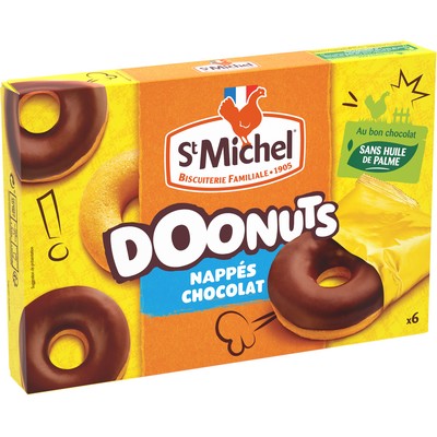 ST MICHEL - CHOCOLATE-COVERED DOONUT CAKES X6 SACHETS - 180G PACK