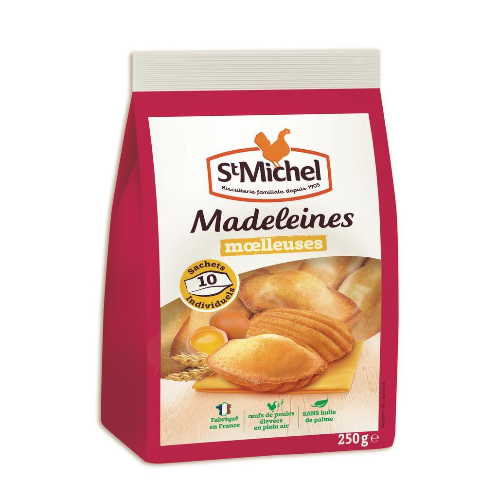 ST MICHEL - MADELEINES MOELLEUSES NATURE X10 SACHETS INDIVIDUELS - LE PAQUET DE 250G