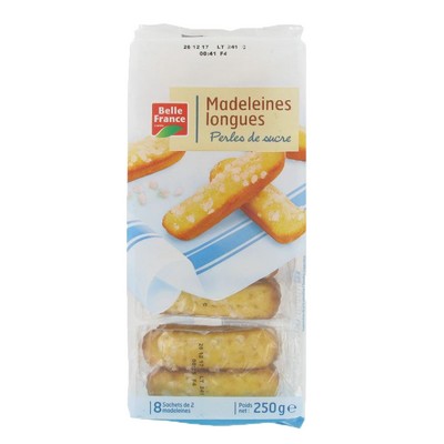 Long Sugar Pearl Madeleines x16 Belle France Tray 250g