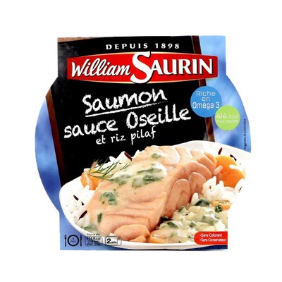 WILLIAM SAURIN - Salmon in Sorrel Sauce with Pilaf Rice Microwavable Plate 300g