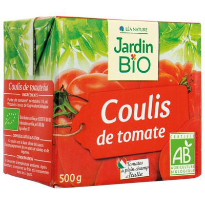 JARDIN BIO / COULIS DE TOMATE BIO* / BRIQUE TETRA DE 500gr