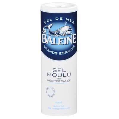 La Baleine Sel de mer fin iodé de Méditerranée salière 250g