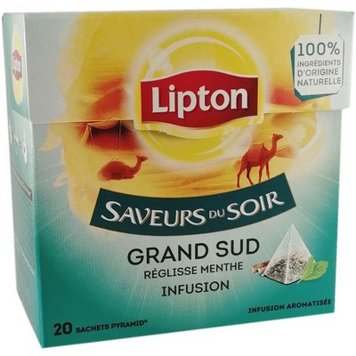 Lipton Saveurs du Soir Infusion Grand Sud Menthe et Réglisse 20 Sachets Pyramid®