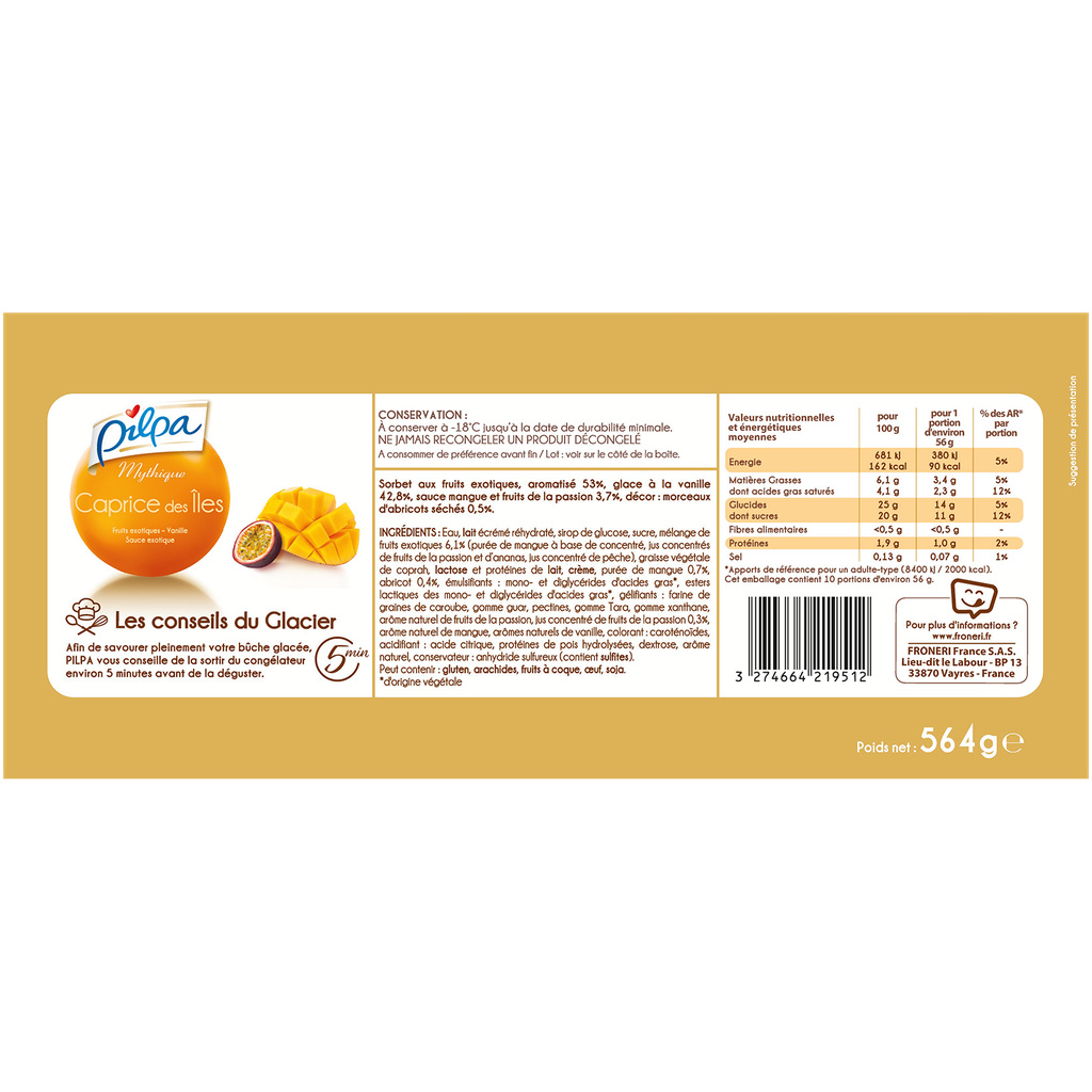 Bûche Pilpa Caprices des Îles