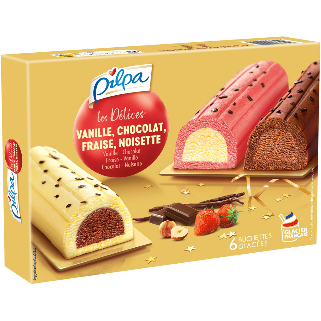 Pilpa Les Délices Mini Bûchettes Fraise Vanille Chocolat x6