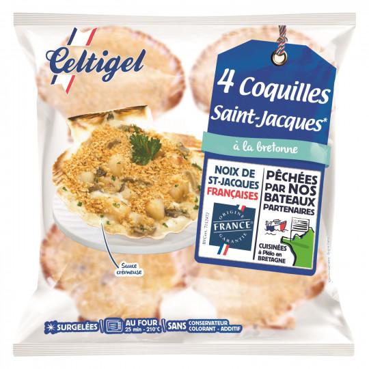 4 Breton-Style Scallop Shells / 20% OFG Scallop Meat 90g