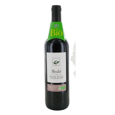 PAYS D OC MERLOT ROUGE BIO BF BOUTEILLE 75 CL
