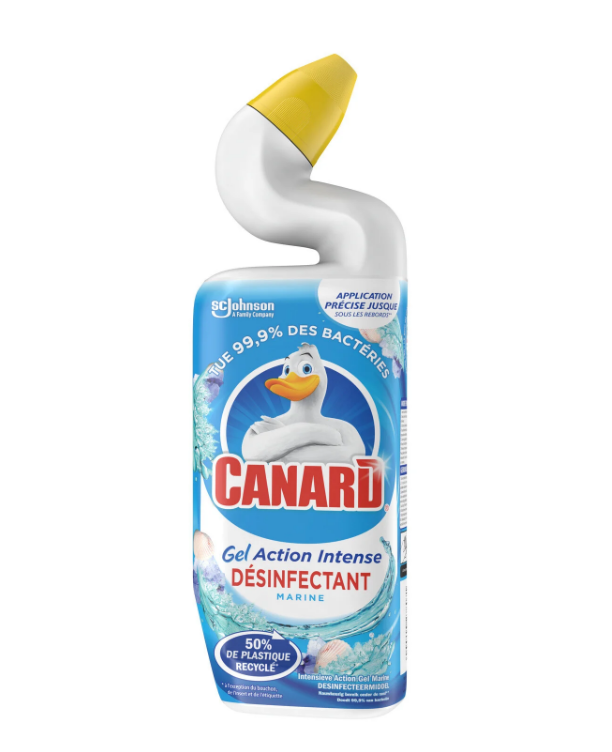 Canard® Gel Action Intense, nettoyant et désinfectant pour toilettes, 750 ml, parfum Marine, tue 99,9 % des bactéries présentes dans la cuvette des toilettes