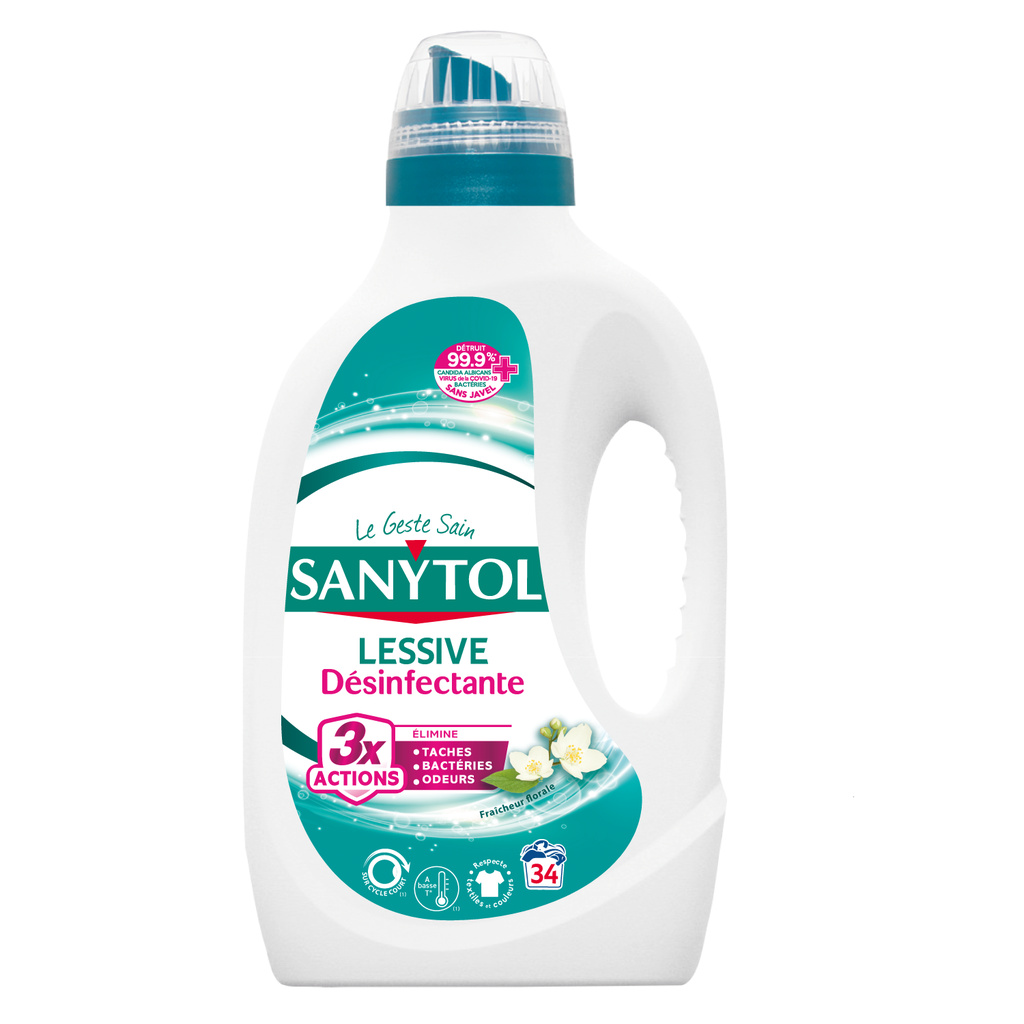 LESSIVE DESINFECTANTE FLORALE SANYTOL 1.70L 34 LAVAGES